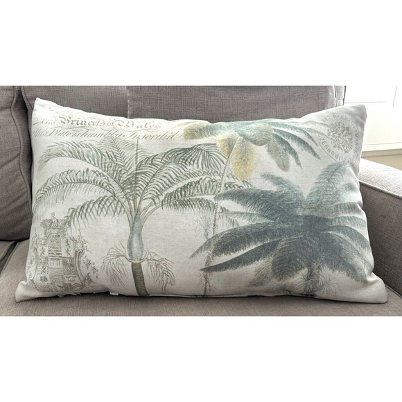 Pottery Barn Palm Trees Throw Pillow Lumbar Large Rectangular Royal Crest Lush - Picture 1 of 8